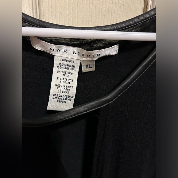 Black long sleeve Max Studio ruffle shirt women’s XL. Wide round neck. Frill. - Picture 2 of 3